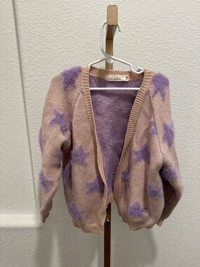 Nora Madison purple star 95% cotton cardigan size 5-6